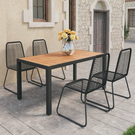 vidaXL Set de comedor de jardín de 5 piezas PVC ratán negro y marrón