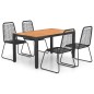 vidaXL Set de comedor de jardín de 5 piezas PVC ratán negro y marrón