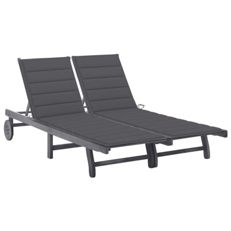 vidaXL Tumbona de jardín 2 personas y cojines madera maciza de acacia