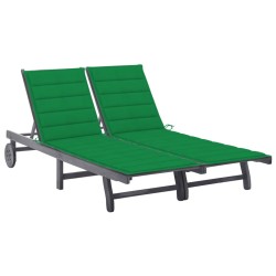vidaXL Tumbona de jardín 2 personas y cojines madera maciza de acacia 