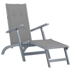vidaXL Tumbona de jardín con reposapiés y cojín madera maciza acacia