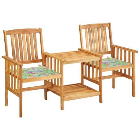 vidaXL Sillas y mesita de jardín con cojines madera maciza acacia