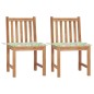 vidaXL Sillas de jardín 2 unidades madera maciza de teca con cojines vidaXL Sillas de jardín 2 unidades madera maciza de teca con cojines