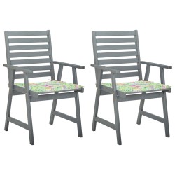 vidaXL Sillas de comedor jardín 2 uds madera maciza acacia con cojines