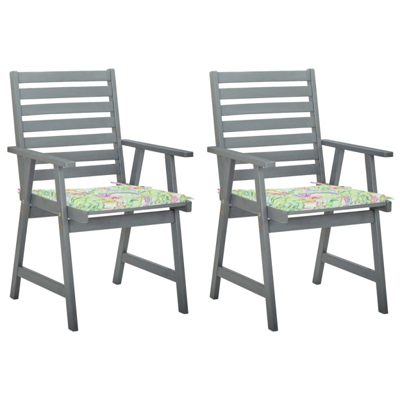 vidaXL Sillas de comedor jardín 2 uds madera maciza acacia con cojines vidaXL Sillas de comedor jardín 2 uds madera maciza acacia con cojines