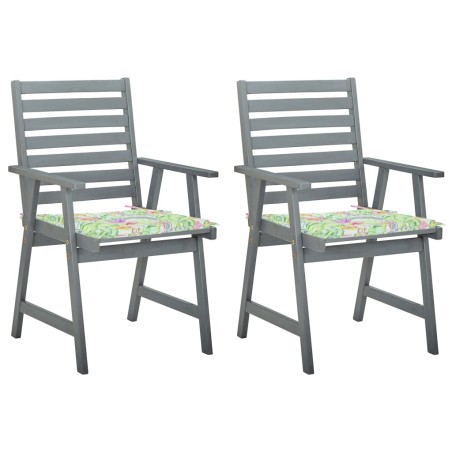 vidaXL Sillas de comedor jardín 2 uds madera maciza acacia con cojines