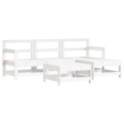 vidaXL Juego de sofás de jardín 5 piezas madera maciza de pino blanco