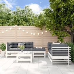 vidaXL Juego de muebles de jardín 6 piezas madera maciza pino blanco