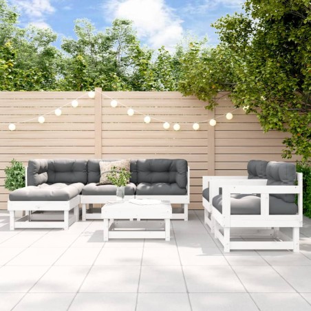 vidaXL Juego de muebles de jardín 7 pzas madera maciza de pino blanco