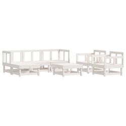 vidaXL Juego de muebles de jardín 7 pzas madera maciza de pino blanco