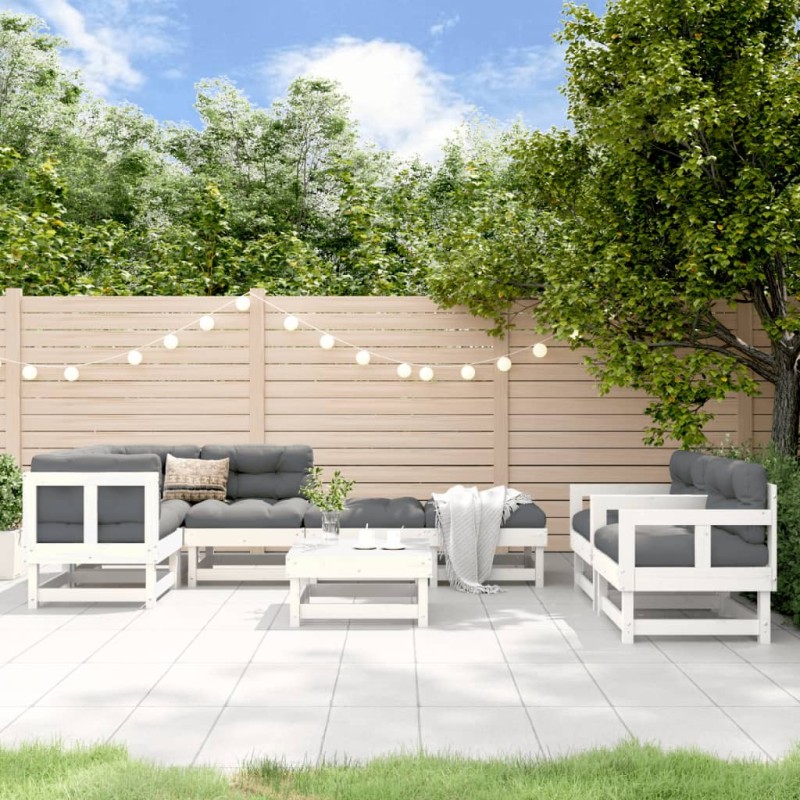 vidaXL Juego de muebles de jardín 8 piezas madera maciza de pino