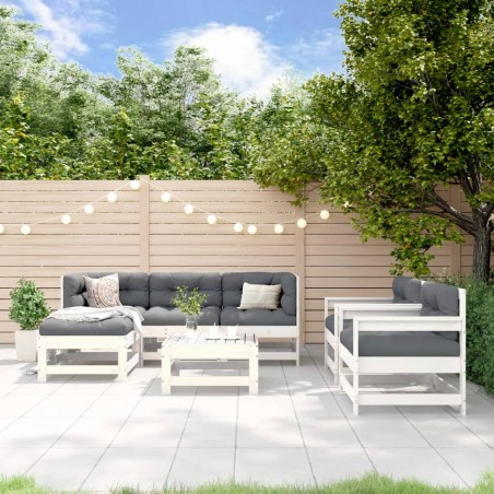 vidaXL Juego de muebles de jardín 7 pzas madera maciza de pino blanco