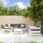 vidaXL Juego de muebles de jardín 7 pzas madera maciza de pino blanco