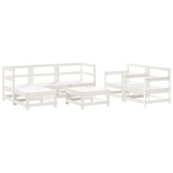 vidaXL Juego de muebles de jardín 7 pzas madera maciza de pino blanco