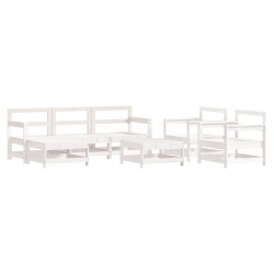 vidaXL Juego de muebles de jardín 7 pzas madera maciza de pino blanco