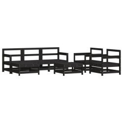 vidaXL Juego de muebles de jardín 7 piezas madera maciza de pino negro