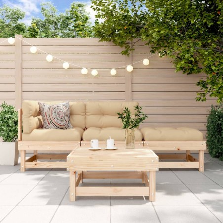 vidaXL Juego de muebles de jardín 4 piezas madera maciza de pino