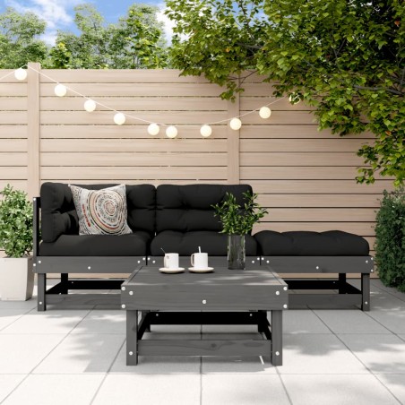 vidaXL Juego de muebles de jardín 4 pzas madera maciza de pino gris