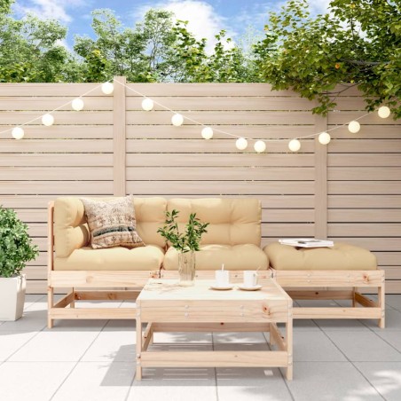 vidaXL Juego de muebles de jardín 4 piezas madera maciza de pino