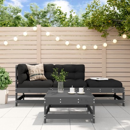 vidaXL Juego de muebles de jardín 4 pzas madera maciza de pino gris
