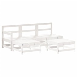 vidaXL Juego de sofás de jardín 5 piezas madera maciza de pino blanco