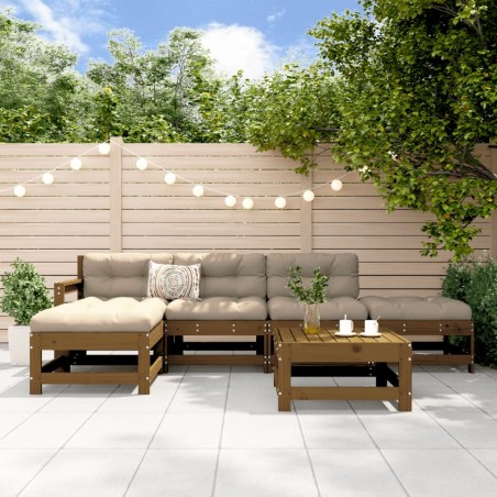 vidaXL Juego muebles de jardín 6 piezas madera maciza pino marrón miel