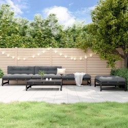 vidaXL Juego de sofás de jardín 5 piezas madera maciza de pino negro