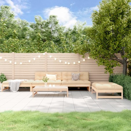 vidaXL Juego de sofás de jardín 5 piezas madera maciza de pino