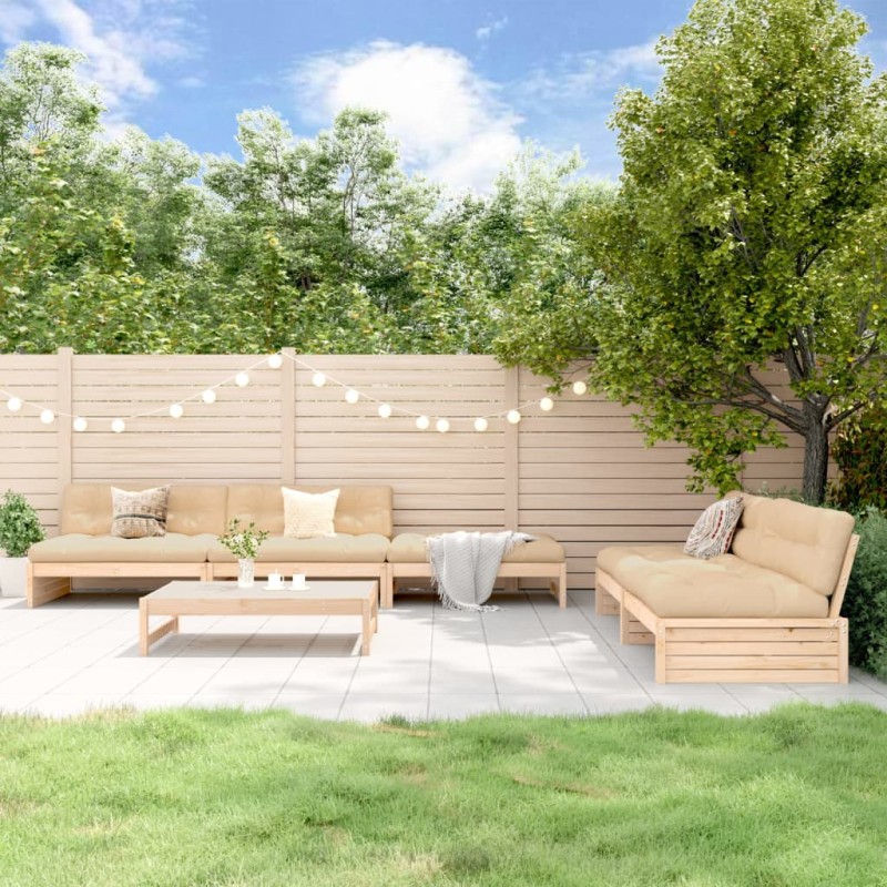 vidaXL Juego de muebles de jardín 6 piezas madera maciza de pino vidaXL Juego de muebles de jardín 6 piezas madera maciza de pino