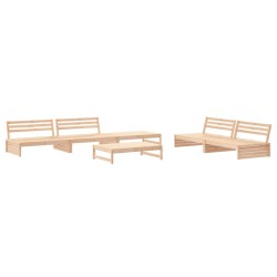 vidaXL Juego de muebles de jardín 6 piezas madera maciza de pino