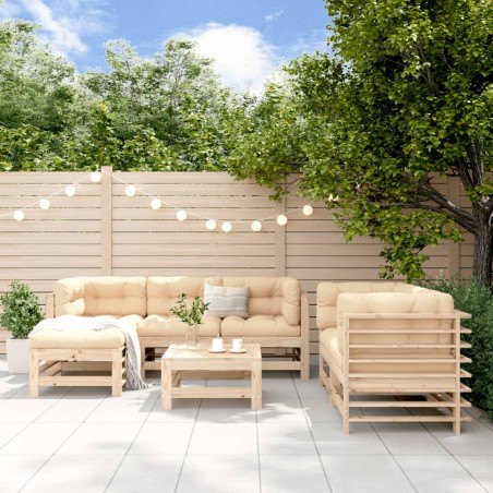 vidaXL Juego de muebles de jardín 7 piezas madera maciza de pino
