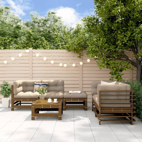 vidaXL Juego muebles de jardín 6 piezas madera maciza pino marrón miel
