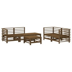 vidaXL Juego muebles de jardín 6 piezas madera maciza pino marrón miel