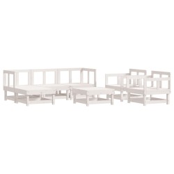 vidaXL Juego de muebles de jardín 7 pzas madera maciza de pino blanco