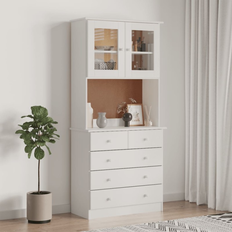 vidaXL Aparador alto ALTA madera maciza de pino blanco 77x35x165 cm vidaXL Aparador alto ALTA madera maciza de pino blanco 77x35x165 cm