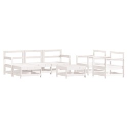 vidaXL Juego de muebles de jardín 7 pzas madera maciza de pino blanco