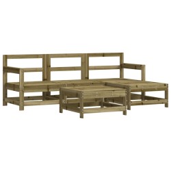 vidaXL Juego de sofás de jardín 5 piezas madera de pino impregnada