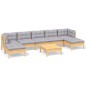 vidaXL Juego de muebles de jardín 8 pzas y cojines madera pino gris vidaXL Juego de muebles de jardín 8 pzas y cojines madera pino gris
