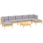 vidaXL Juego de muebles de jardín 8 pzas y cojines madera pino gris vidaXL Juego de muebles de jardín 8 pzas y cojines madera pino gris