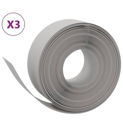 vidaXL Borduras de jardín 3 uds polietileno gris 10 m 20 cm