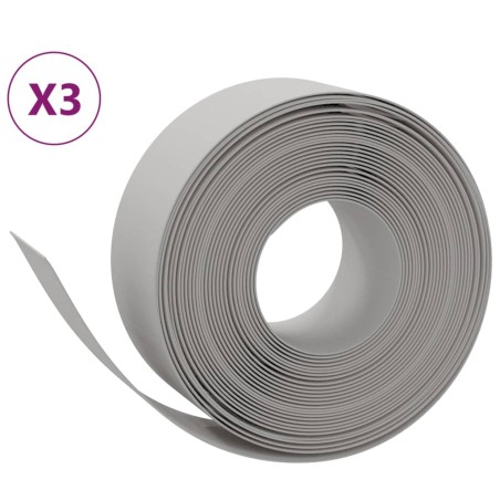 vidaXL Borduras de jardín 3 uds polietileno gris 10 m 20 cm