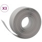 vidaXL Borduras de jardín 3 uds polietileno gris 10 m 20 cm