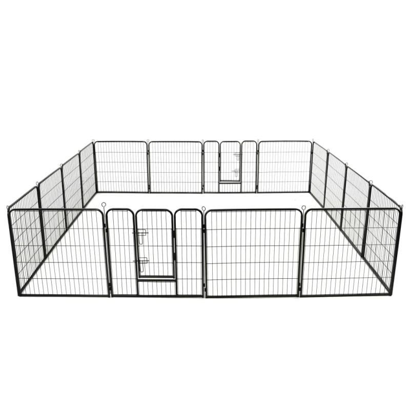 vidaXL Corral para perros 16 paneles de acero 80x80 cm negro vidaXL Corral para perros 16 paneles de acero 80x80 cm negro