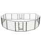 vidaXL Corral para perros 16 paneles de acero 80x80 cm negro vidaXL Corral para perros 16 paneles de acero 80x80 cm negro