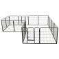 vidaXL Corral para perros 16 paneles de acero 80x80 cm negro vidaXL Corral para perros 16 paneles de acero 80x80 cm negro
