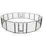 vidaXL Corral para perros 16 paneles de acero 80x80 cm negro vidaXL Corral para perros 16 paneles de acero 80x80 cm negro