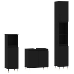 vidaXL Set de muebles de baño 3 piezas madera contrachapada negro
