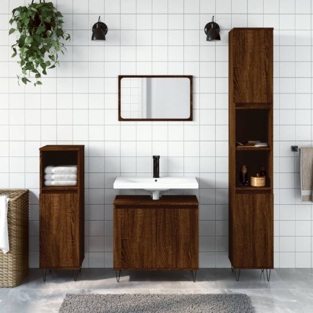 vidaXL Set de muebles de baño 3 pzas madera contrachapada roble marrón