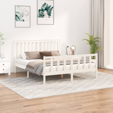 vidaXL Estructura de cama con cabecero madera de pino blanco 150x200cm