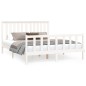 vidaXL Estructura de cama con cabecero madera de pino blanco 150x200cm vidaXL Estructura de cama con cabecero madera de pino blanco 150x200cm